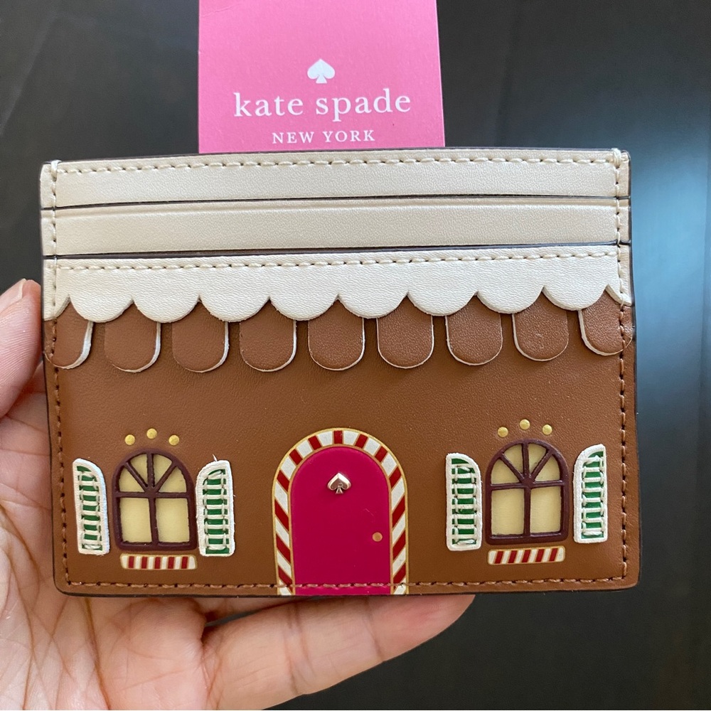 kate spade Pink & Brown Gingerbread House Cardholder
